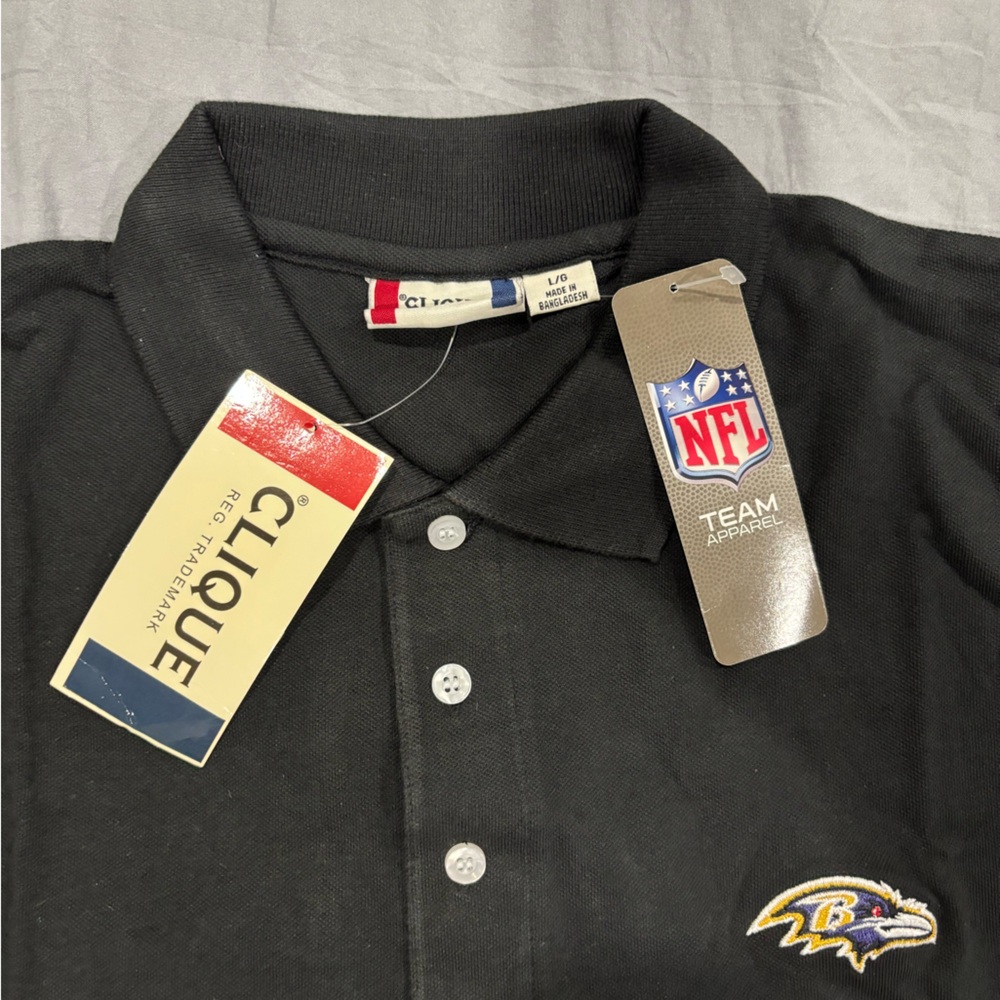 Ravens logo official NFL Team men’s black polo size large - Picture 4 of 6